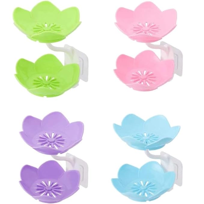 Wall Mounted Double Layer Lotus Flower Shaped Soap Holder (random color) - pack of 1