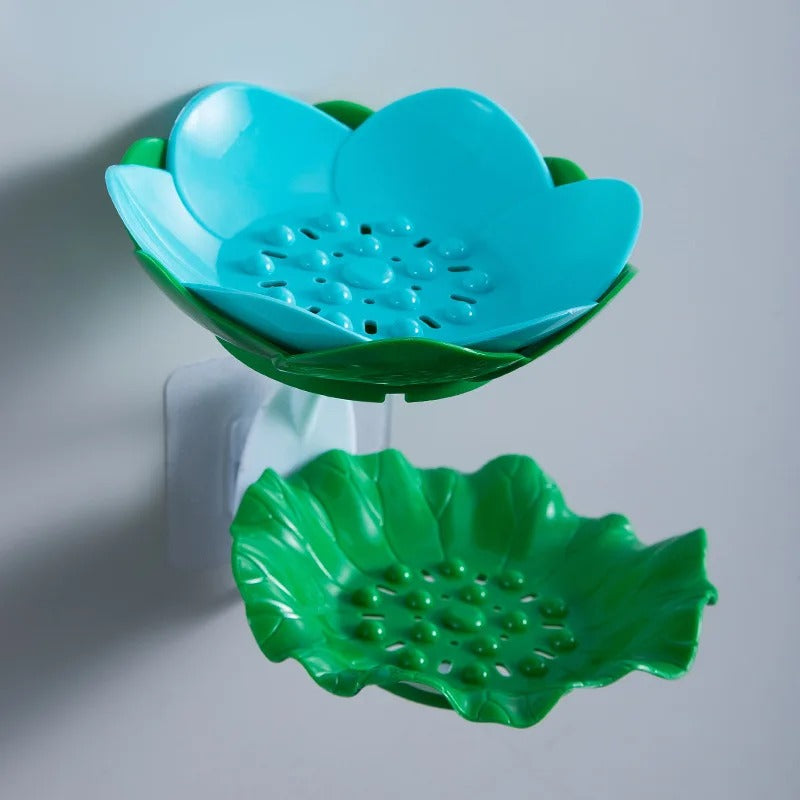 Wall Mounted Double Layer Lotus Flower Shaped Soap Holder (random color) - pack of 1