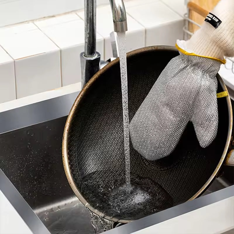 (1pcs) Wire Dishwashing Gloves | Dishwashing Rags For Wet And Dry Non-scratch Wire Dish Cloths For Washing Dishes, Kitchen