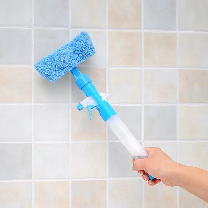 3 in 1 Fiber Wiper Sprayer Wash, Wipe and Soak | Window Squeegee Kit, Cleaning Tool with Detachable Microfiber Cloth Rubber Scraper & Sprayer