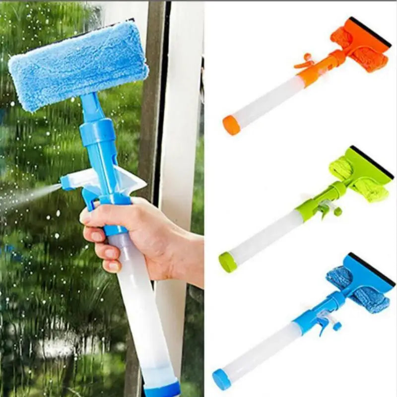 3 in 1 Fiber Wiper Sprayer Wash, Wipe and Soak | Window Squeegee Kit, Cleaning Tool with Detachable Microfiber Cloth Rubber Scraper & Sprayer