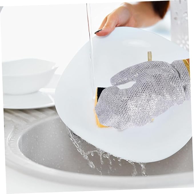 (1pcs) Wire Dishwashing Gloves | Dishwashing Rags For Wet And Dry Non-scratch Wire Dish Cloths For Washing Dishes, Kitchen