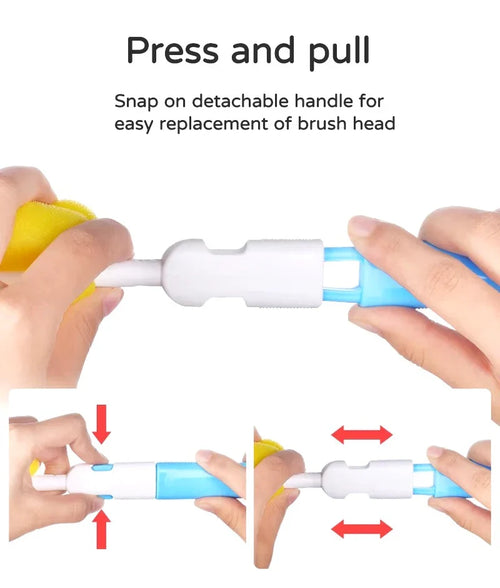 (pack of 3 )Baby Bottle and Teath Brush Set with Changeable Endings – Bottle, Sponge, Straw, and Pacifier (random color
