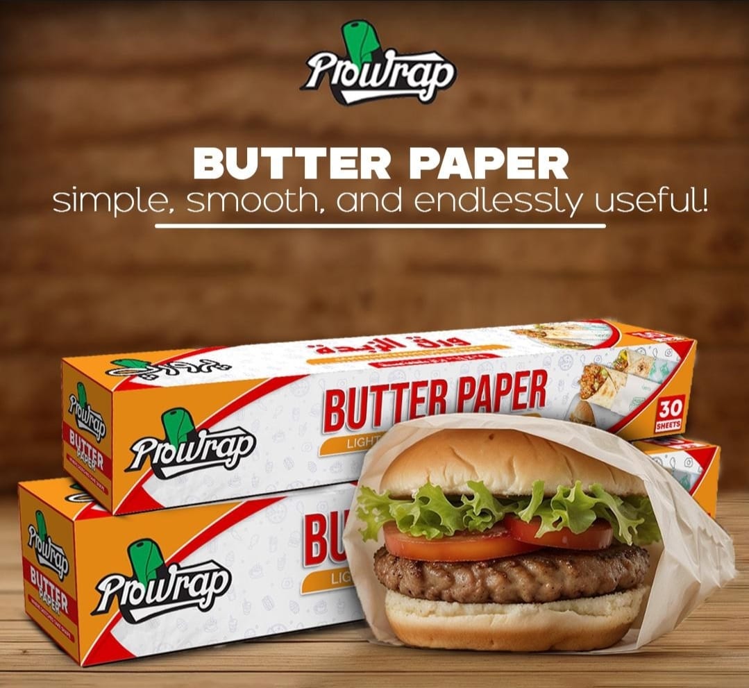 Prowrap Butter Paper – 9" x 14" Precut Sheets (30 Pcs) | High-Quality Waterproof & Grease-Resistant Food Wrap
