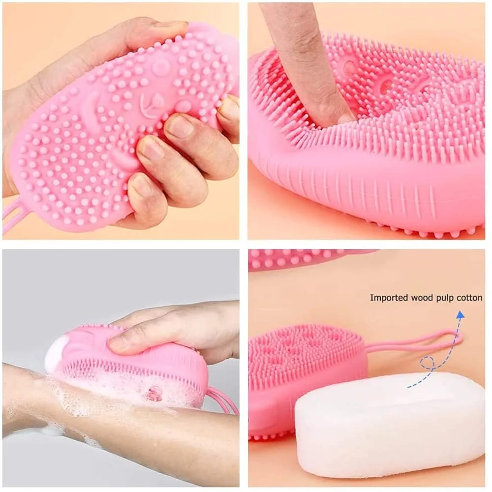 Bubble Bath Brush – Double-Sided Silicone Body Brush with Quick Foaming Sponge