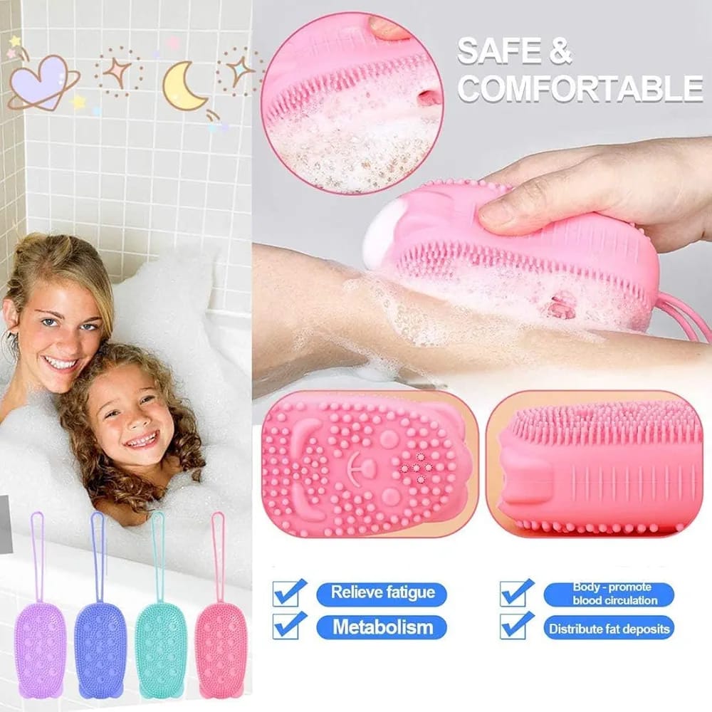 Bubble Bath Brush – Double-Sided Silicone Body Brush with Quick Foaming Sponge