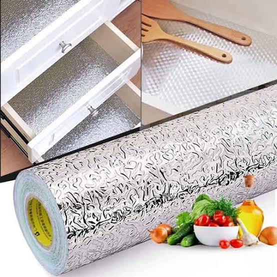 Aluminum Foil Self-Adhesive Sheet for Stove, Cabinets & Walls – Heat Resistant Wallpaper (60×200cm)