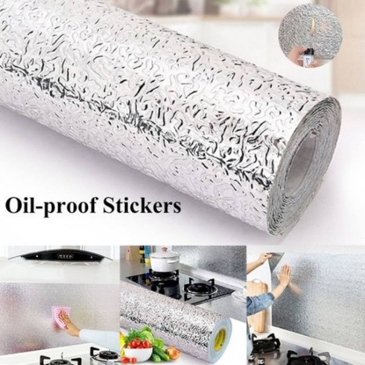Aluminum Foil Self-Adhesive Sheet for Stove, Cabinets & Walls – Heat Resistant Wallpaper (60×200cm)