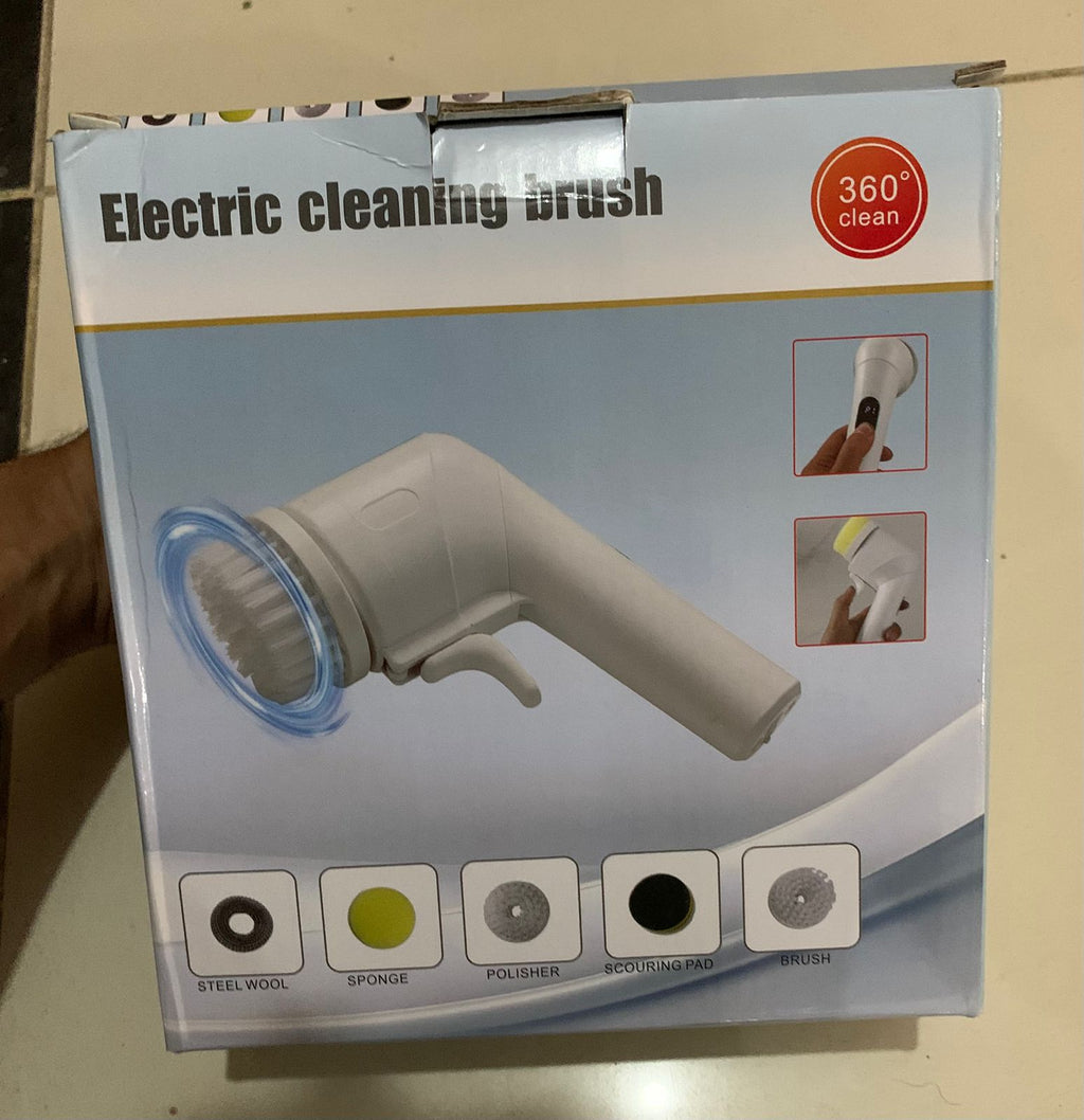 360° Rotating Scrubber With Sponge, Brush, And Steel Wool Heads