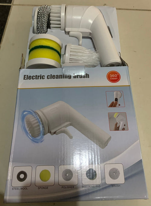 360° Rotating Scrubber With Sponge, Brush, And Steel Wool Heads