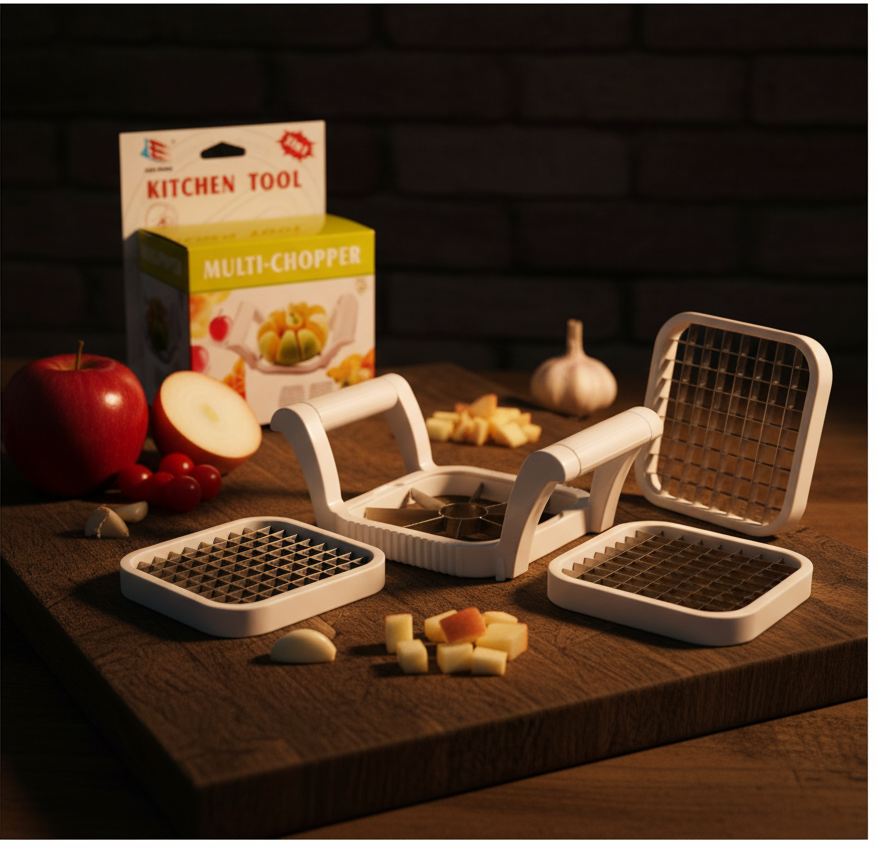 Multi-Chopper 3 in 1 Apple, Fruit & Potato Slicer – Heavy-Duty Stainless Steel Cutter for Quick, Even Slicing