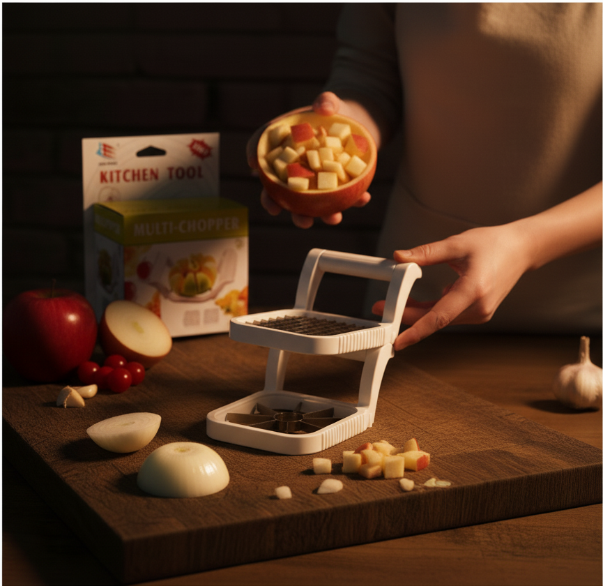 Multi-Chopper 3 in 1 Apple, Fruit & Potato Slicer – Heavy-Duty Stainless Steel Cutter for Quick, Even Slicing