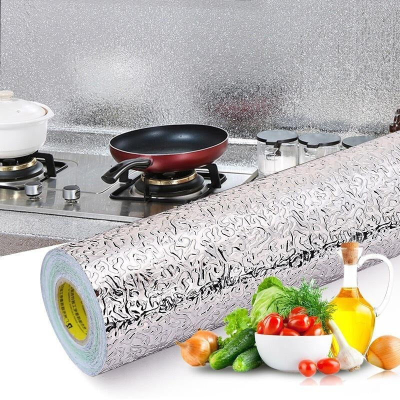 Self-Adhesive Kitchen Oil-Proof Sticker Roll | Waterproof Aluminium Foil Sheet