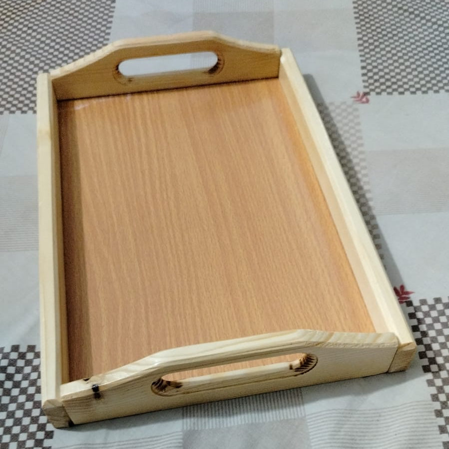 Wooden Serving Tray – Natural Wood Multipurpose Serving Tray – Premium Quality ~ Size : 10.5 × 7