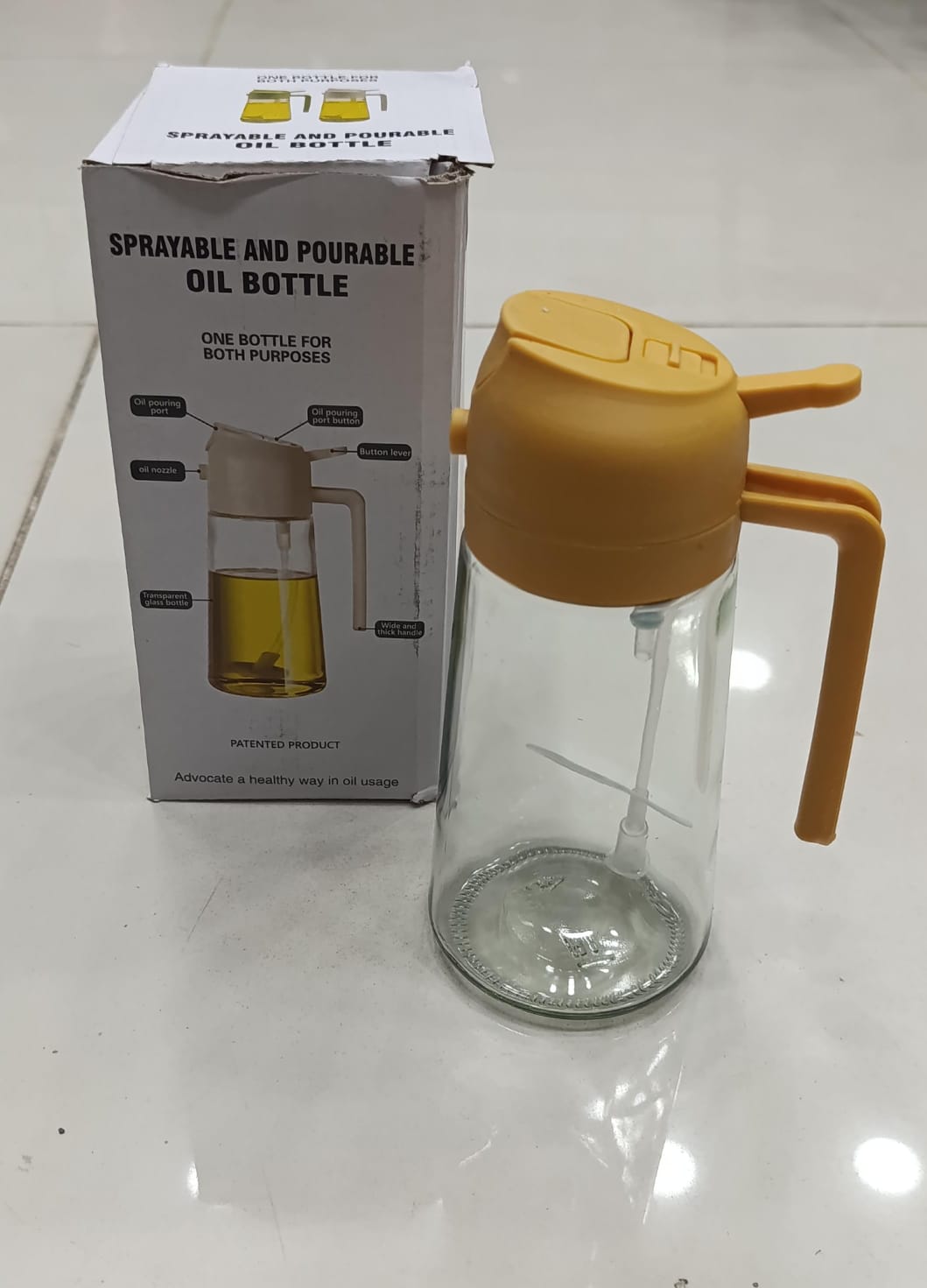 2-in-1 Oil Spray Bottle | Adjustable Mist & Dispenser | 470ml Leak-Proof Glass Containe