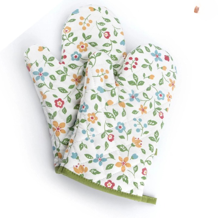 Premium Heat Resistant Oven Mitts 2Pcs Extra Long Kitchen Gloves For Baking Cooking BBQ And Grilling Durable Cotton