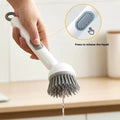 Kitchen Cleaning Adjustable Handle Brush With Soap Dispenser Refillable PET Portable Head For Dishes Pans Pots