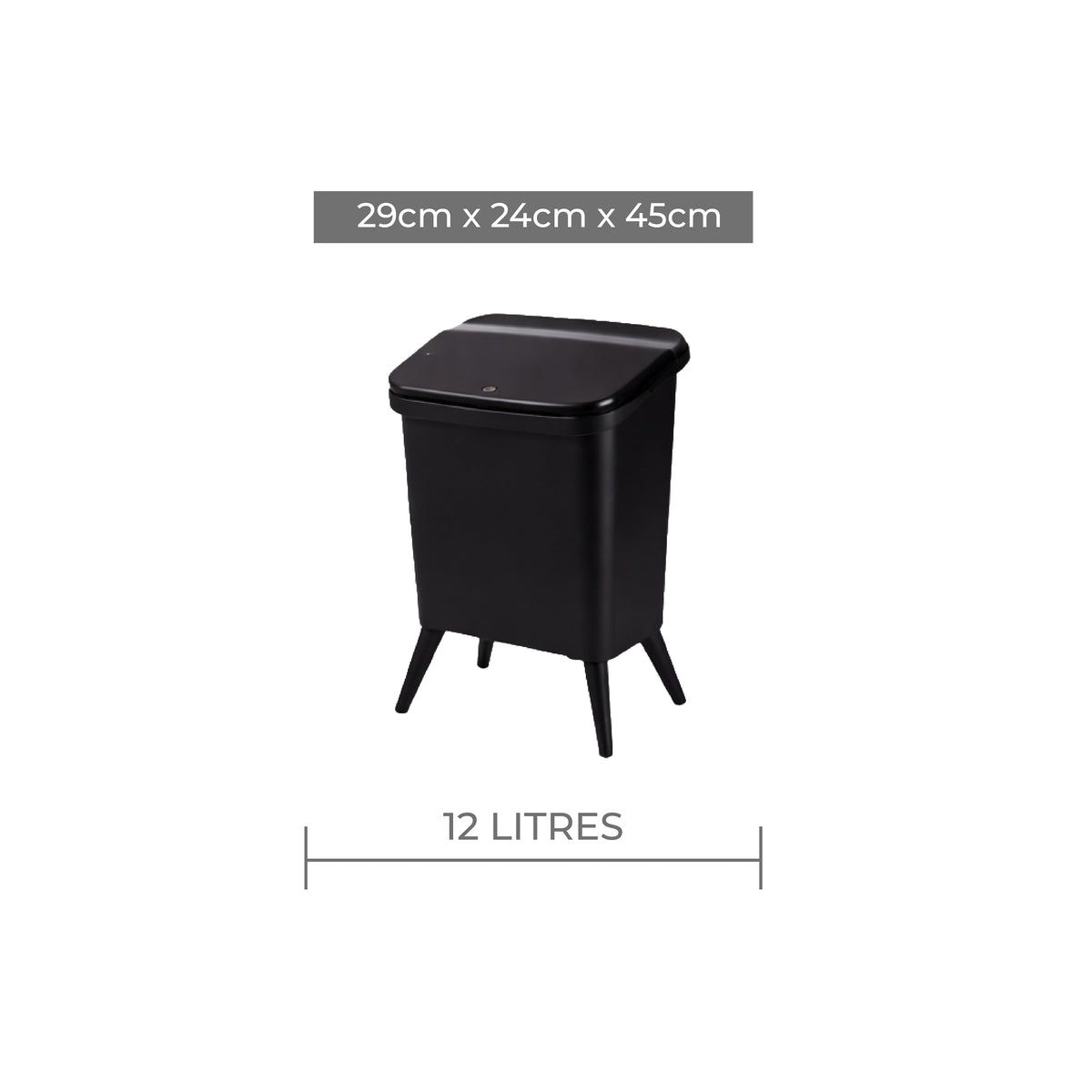 Royal Wooden Trash Bin with Lid | Minimalist Dustbin for Kitchen, Bedroom & Office Black 12L
