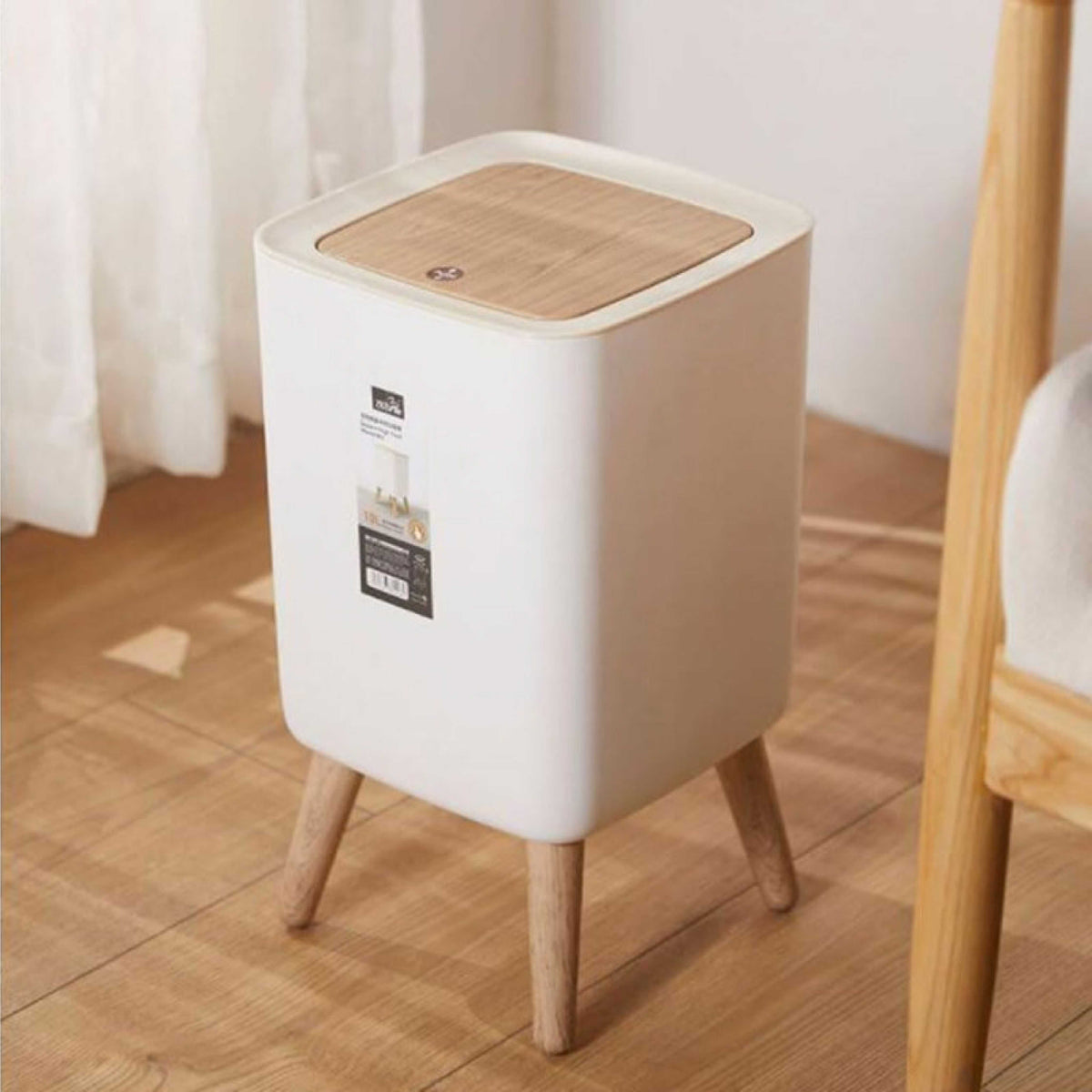 Royal's 8L Modern Nordic Trash Bin with Push Mechanism & Elevated Legs Round Shape