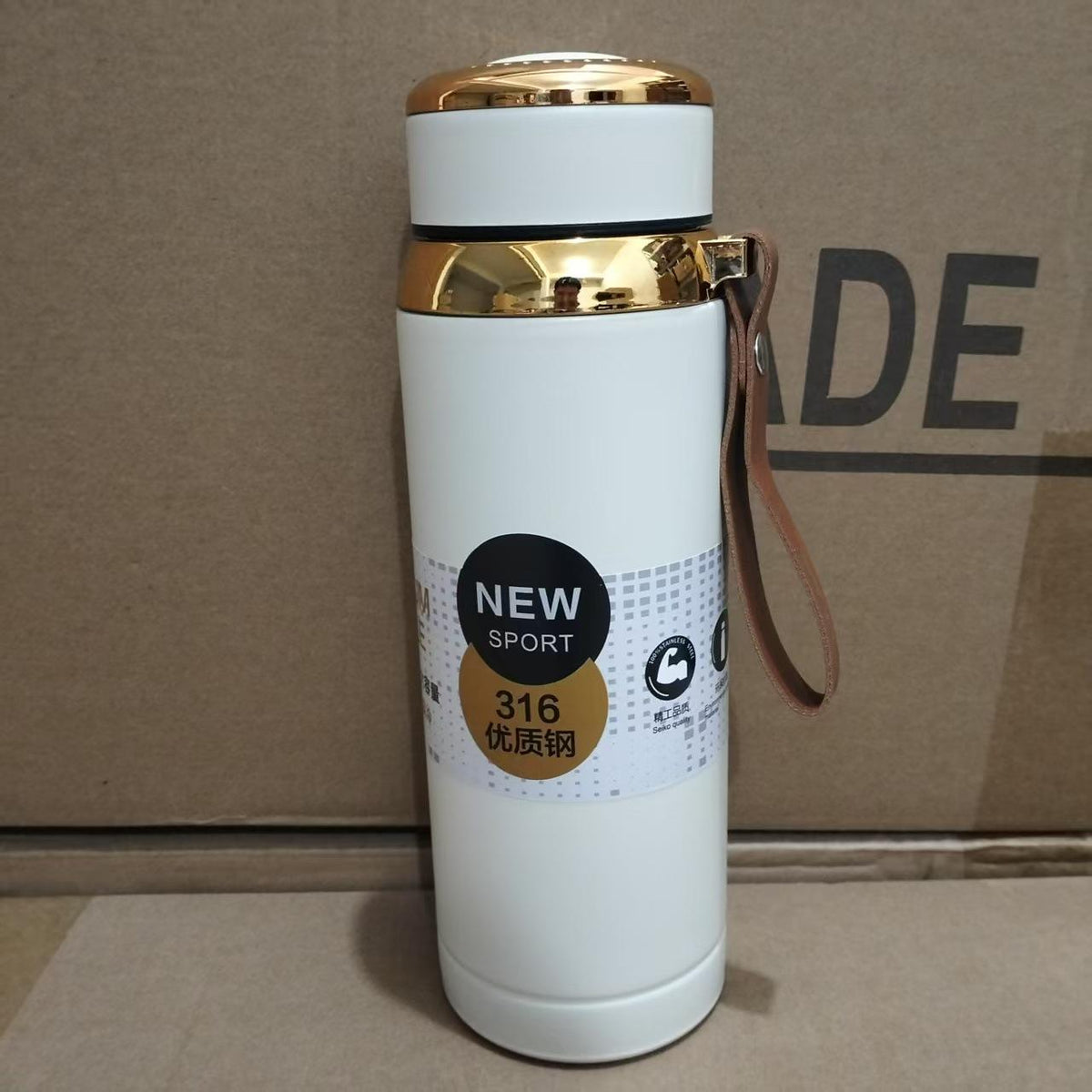 1000ml Matte Stainless Steel Bottle Leak Proof Durable Hot Cold Water Bottle For Office Gym Travel | Cream
