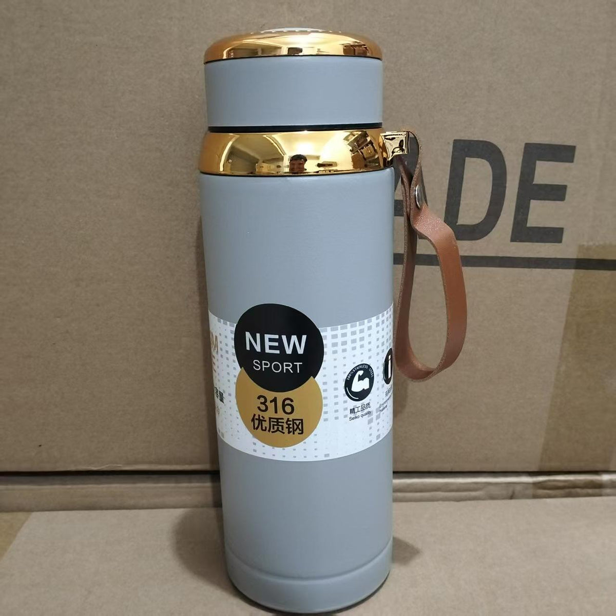 1000ml Matte Stainless Steel Bottle Leak Proof Durable Hot Cold Water Bottle For Office Gym Travel | Cream