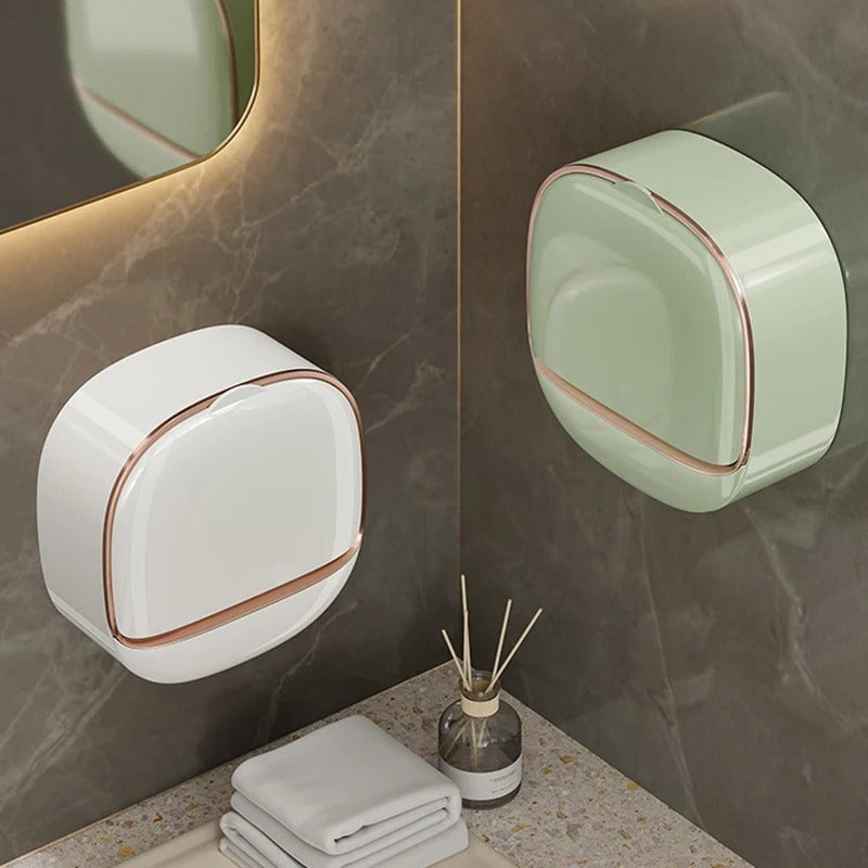 1PC Soap Box Wall Mounted Light Luxury Soap Holder Punch Free Drain Laundry Soap Box Easy Cleaning