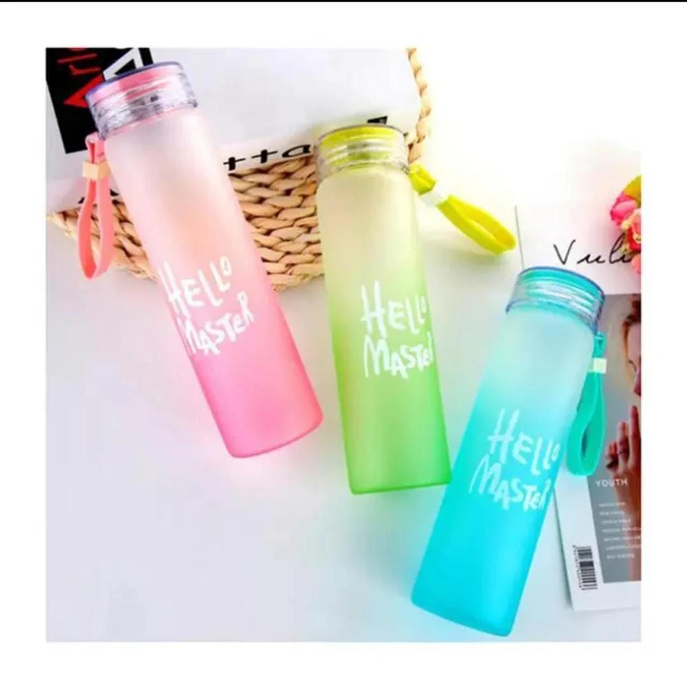 Hello Master 480ml Frosted Glass Water Bottle - Transparent Leak-Proof
