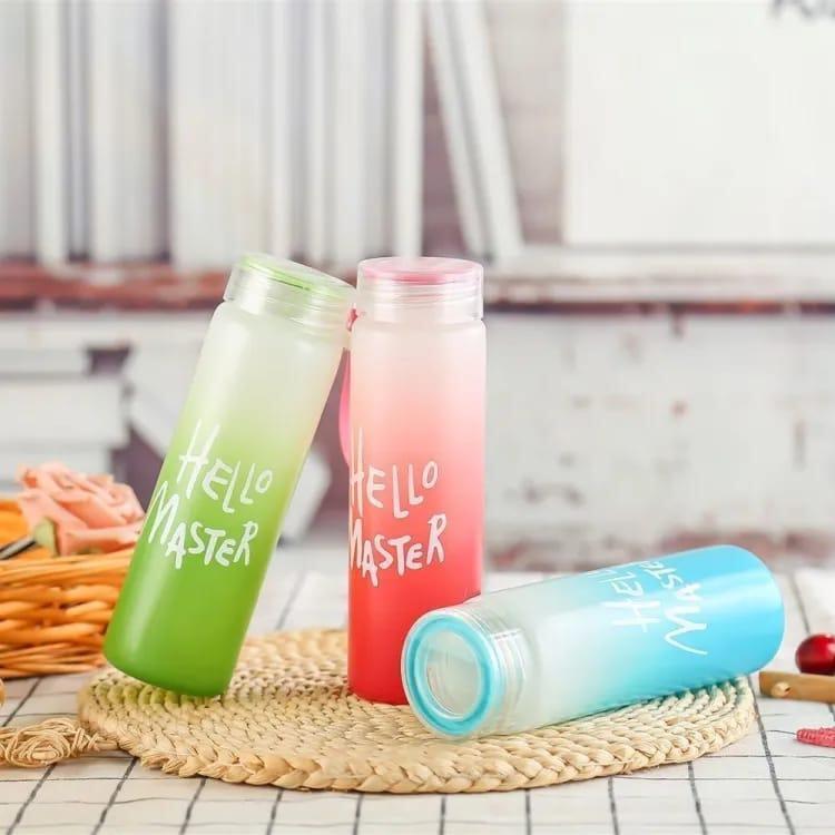 Hello Master 480ml Frosted Glass Water Bottle - Transparent Leak-Proof
