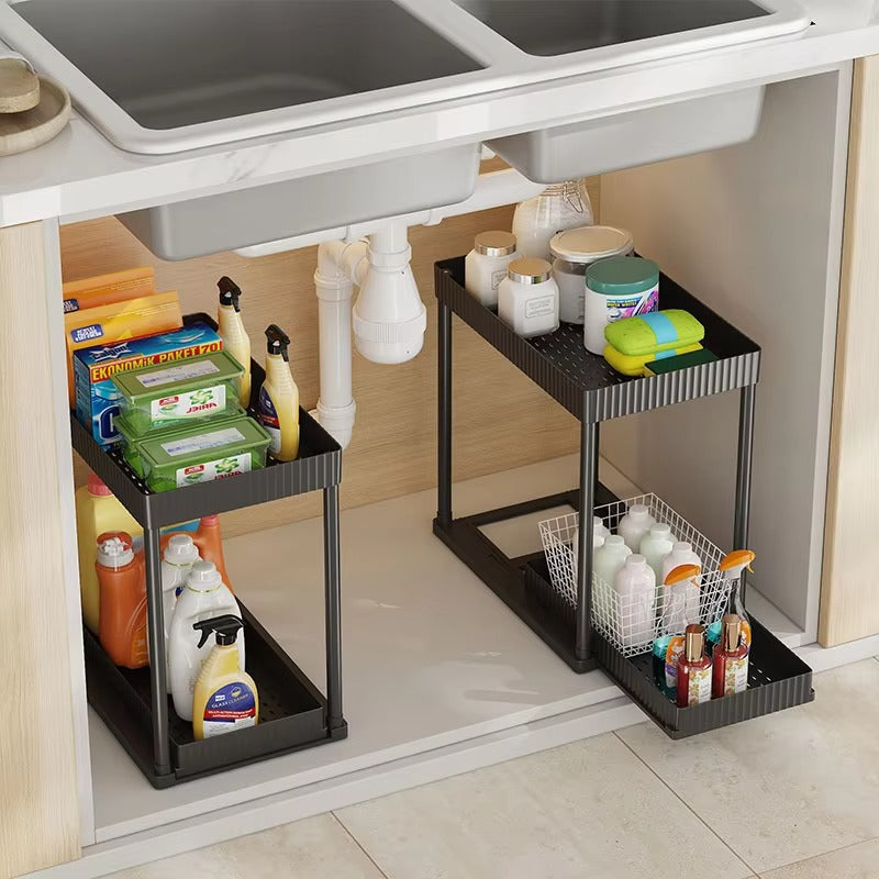 Multi-Functional Kitchen Shelf | Nail-Free Installation | Rust-Proof Carbon Steel Organizer | Waterproof & Strong Load-Bearing