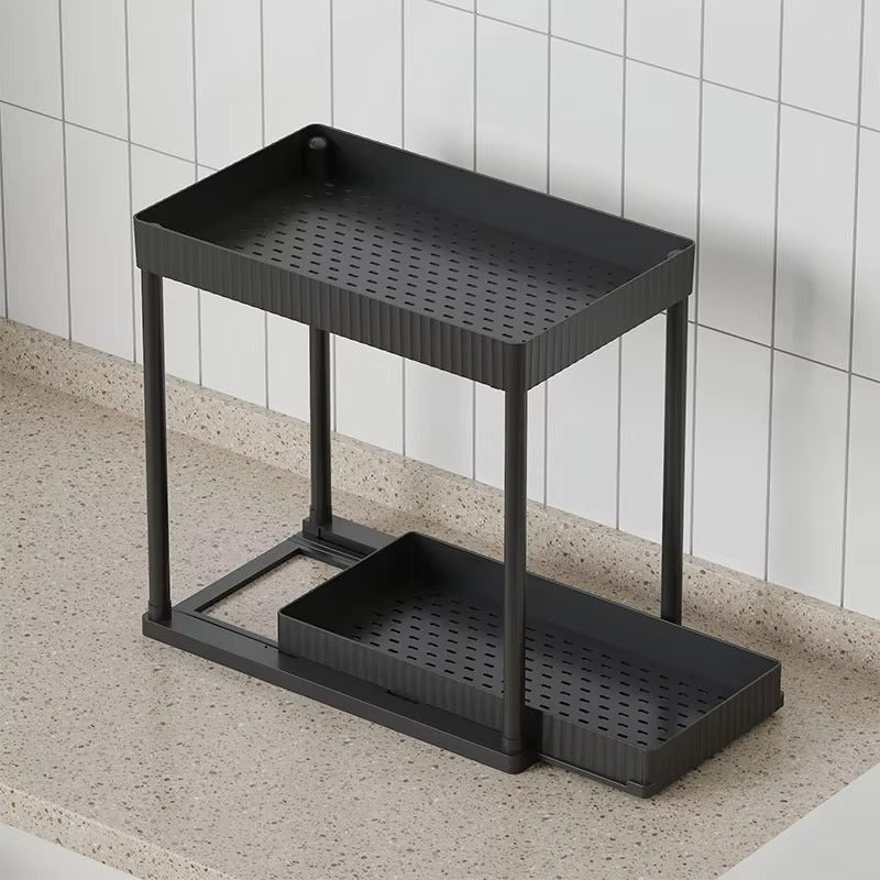 Multi-Functional Kitchen Shelf | Nail-Free Installation | Rust-Proof Carbon Steel Organizer | Waterproof & Strong Load-Bearing