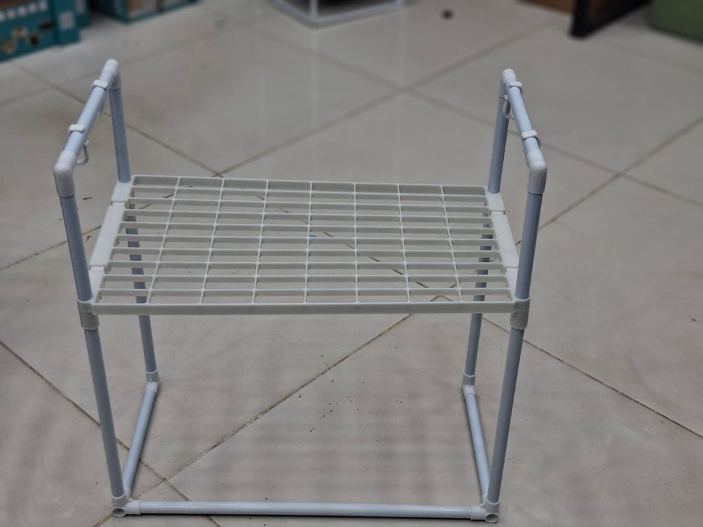 Microwave Oven Storage Rack 2-Tier Kitchen Organizer | Space-Saving Carbon Steel Shelf For Countertop And Utensils
