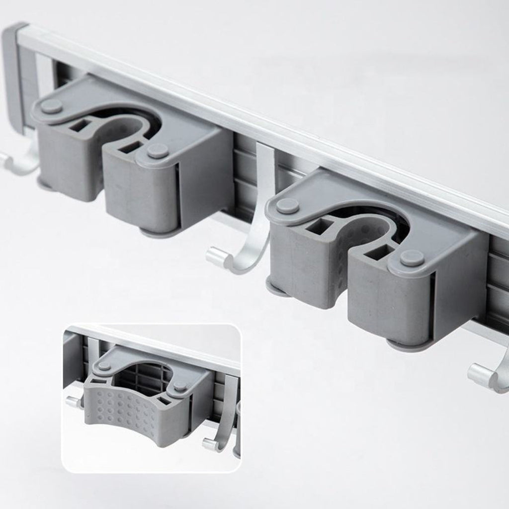 Royal Aluminium Mop & Broom Holder 3 Slots 4 Hooks