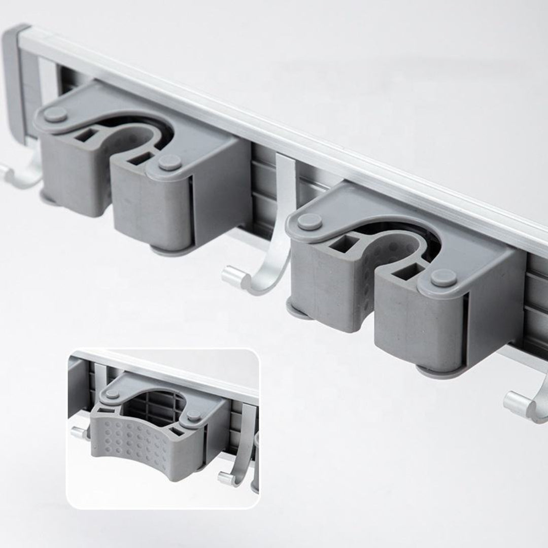 Royal Aluminium Mop & Broom Holder 3 Slots 4 Hooks