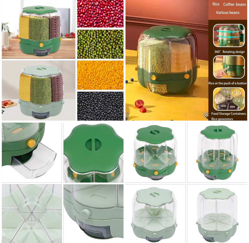 Food Storage Container Rotatable Rice Barrels Sealed Cereal Dispenser Rice Tank Grain Box Kitchen Storage Organization