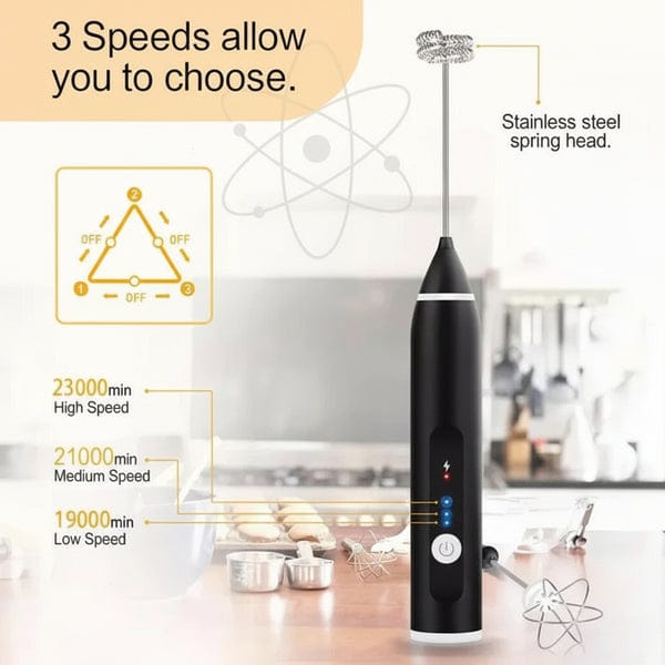 2 In 1 Electric Coffee Beater - Milk Frother And Egg Whisk - USB Electric Rechargeable