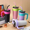 40oz Thermos Travel Mug with Handle, Leakproof Lid & Stainless Steel Straw – Double Wall Insulated Hot & Cold Tumble