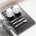 Premium Silicone Sink Drying Mat With Drain Spout - Kitchen Accessory Designed For Dish Drying